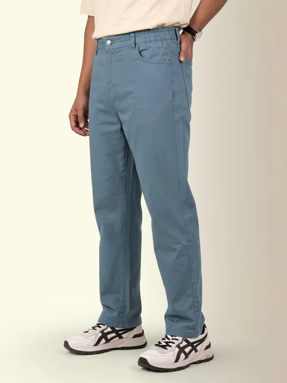 Slate Blue Relaxed Fit Pants