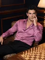 Mauve Double Cuff Satin Shirt