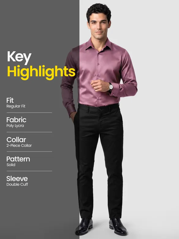 Mauve Double Cuff Satin Shirt