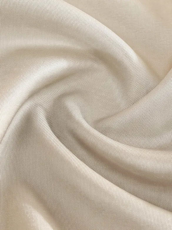 Clay Beige Double Cuff Satin Shirt