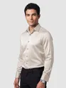 Clay Beige Double Cuff Satin Shirt