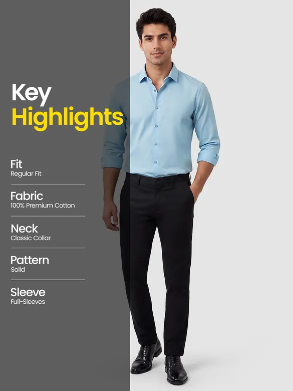 Sky Blue - Plain Cotton Shirts