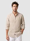 Sand Brown Linen Striped Shirt