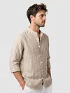 Sand Brown Linen Striped Shirt
