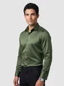 Dark Green Double Cuff Satin Shirt