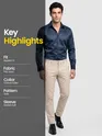 Navy Double Cuff Satin Shirt
