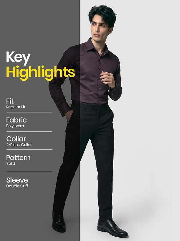 Dark Wine Double Cuff Satin Shirt