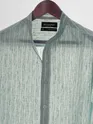 Green Linen Striped Shirt