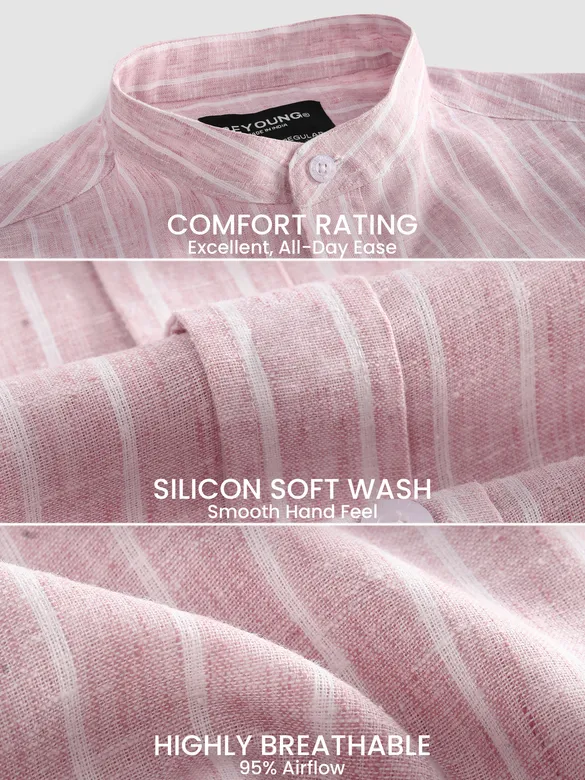 Mauve Linen Striped Shirt