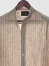 Sand Brown Linen Striped Shirt