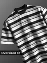 Black Striped Knitted T-Shirt for Women