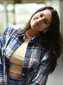 Blue Detachable Hoodie Flannel Shirt for Women