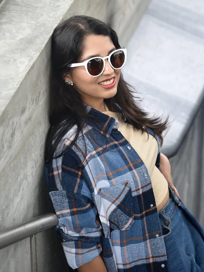 Blue Detachable Hoodie Flannel Shirt for Women