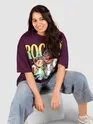 Dark Purple Rock and Roll HD Printed Oversized Tshirt for Women