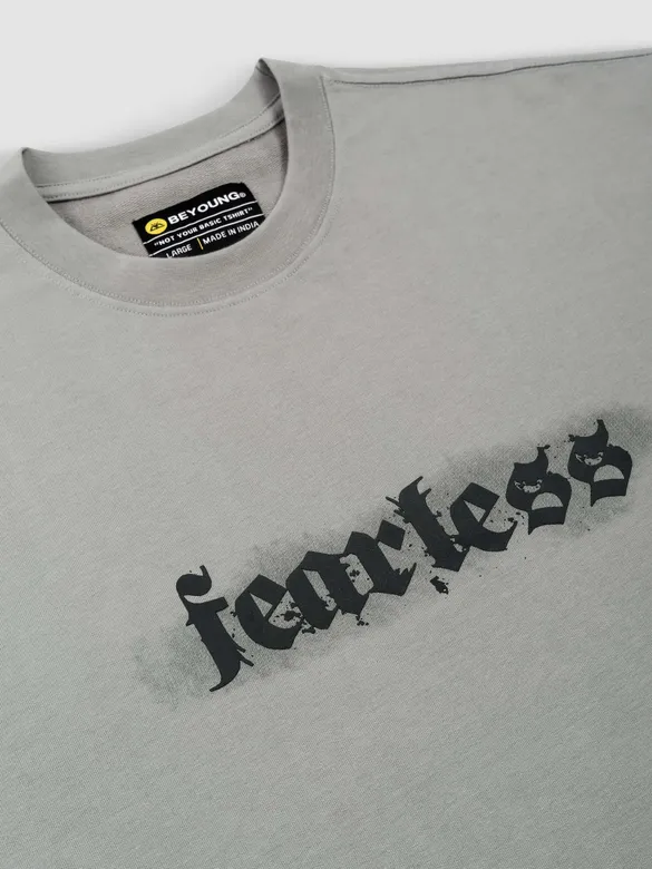Light Grey Spray Print Gothic Oversized T-Shirt for Women