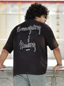Black Back Patch Acid Wash Oversized Tshirt