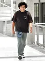 Black Back Patch Acid Wash Oversized Tshirt