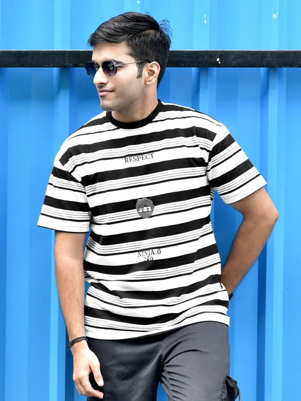Black Striped Knitted T-Shirt