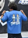 Blue Lazy Boys Printed Oversized T-Shirt