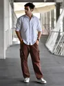 Caramel Brown Raw Edge 3D Pocket Cargo Pants