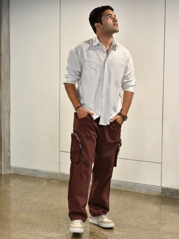 Caramel Brown Raw Edge 3D Pocket Cargo Pants