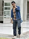 Dark Blue Distressed Baggy Fit Jeans