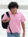 Pink Oversized Zipper Polo T-shirt