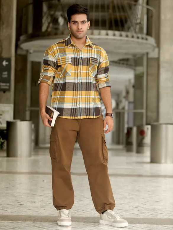 Yellow Recycled Plaid Flannel Shirt
