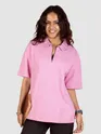 Pink Oversized Zipper Polo T-shirt for Women