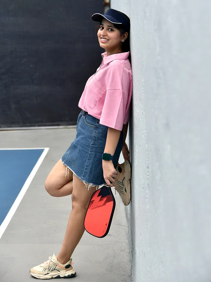 Pink Oversized Zipper Polo T-shirt for Women