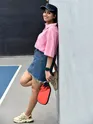 Pink Oversized Zipper Polo T-shirt for Women
