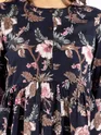 Peacock Blue Floral Flare Kurti With Beige Pant