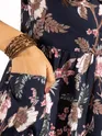 Peacock Blue Floral Flare Kurti With Beige Pant