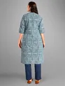Tribal Printed Blue Straight Fit Kurti