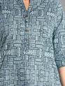 Tribal Printed Blue Straight Fit Kurti