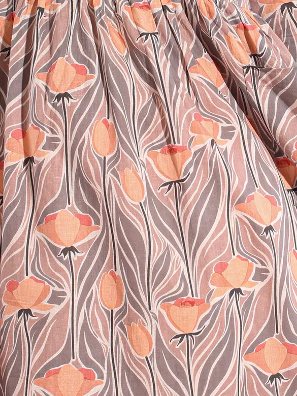 Rose Printed Flare Kurti