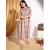 Rose Printed Flare Kurti With Peach Pant