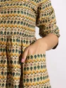 Tribal Printed Beige Flare Kurti With Bottle Green Pant
