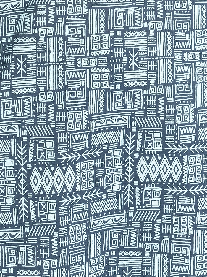 Tribal Printed Blue Straight Fit Kurti With Navy Blue Pant