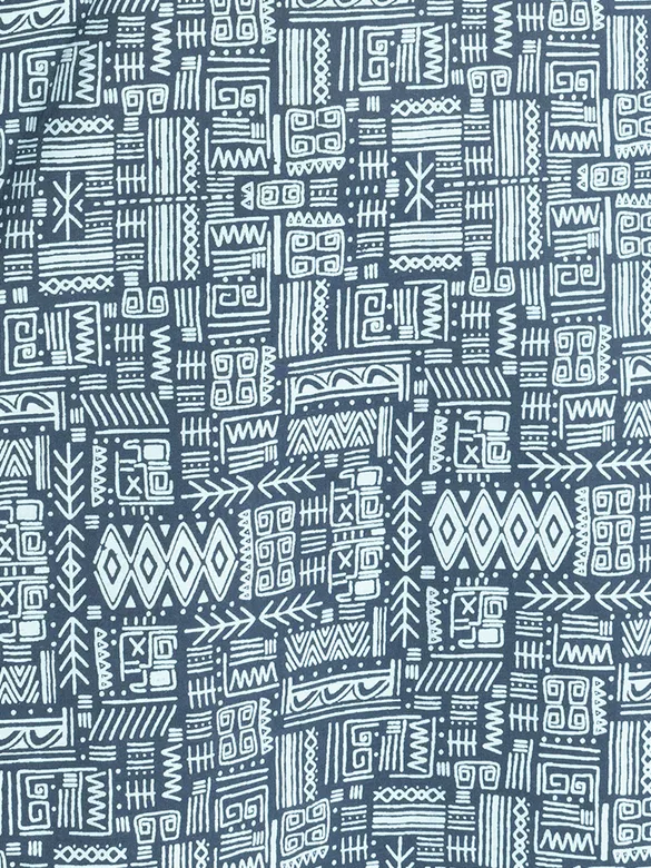 Tribal Printed Blue Straight Fit Kurti With Navy Blue Pant