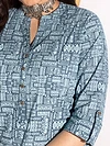 Tribal Printed Blue Straight Fit Kurti With Navy Blue Pant