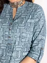 Tribal Printed Blue Straight Fit Kurti With Navy Blue Pant