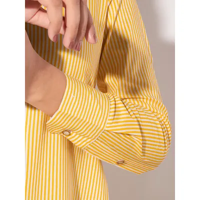 Yellow Striped Slit Shirt Kurti With Black Pant