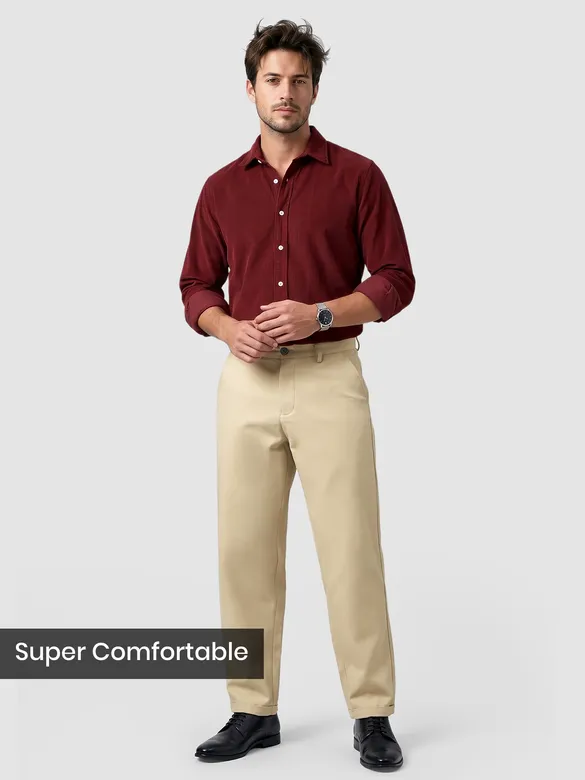 Beige Japanese Fit Pants