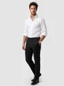 Black Side-Adjuster Cotton Slub Trousers