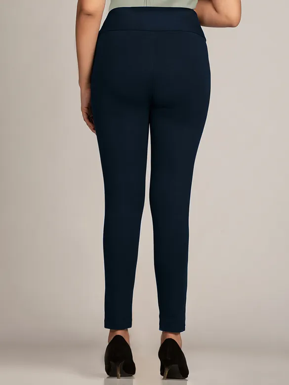 Blue Belted Skin Fit Women Jeggings