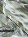 Green And Blue Stripe Mandarin Collar Shirt