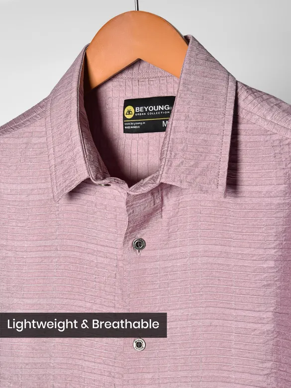 Mauve Textured Check Shirt