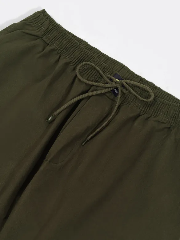 Army Green Cotton Cargo Joggers