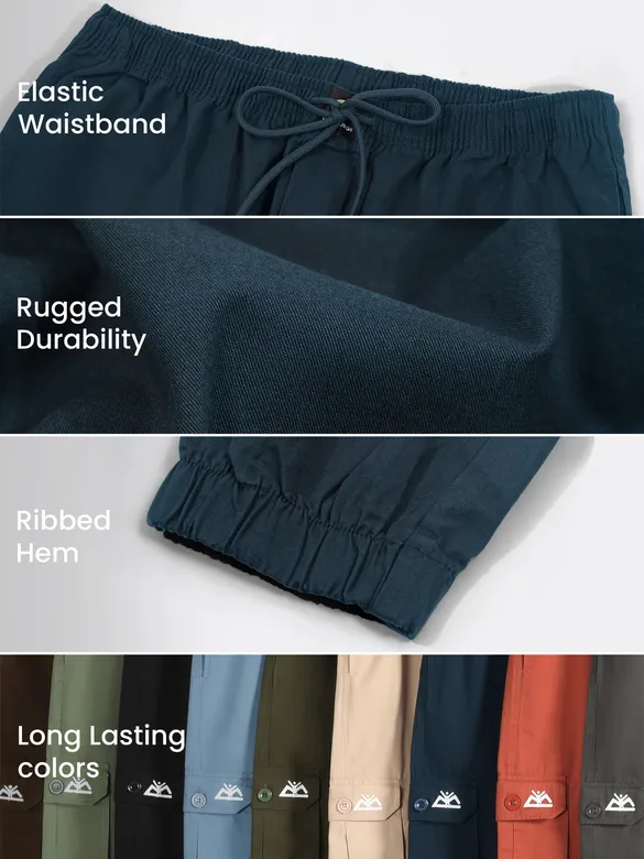 Dark Blue Cotton Cargo Joggers